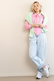 Aaiko :  Striped blouse with bow Fenne | pink - img3