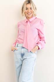 Aaiko :  Striped blouse with bow Fenne | pink - img5