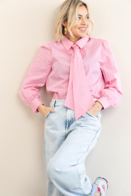 Aaiko :  Striped blouse with bow Fenne | pink - img6