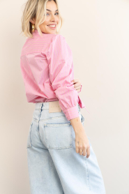 Aaiko :  Striped blouse with bow Fenne | pink - img9