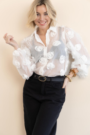 Aaiko |  Blouse with embroidery Lien | natural | Picture 4