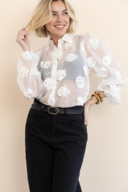 Aaiko |  Blouse with embroidery Lien | natural | Picture 5