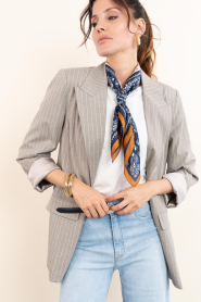 Little Soho :  Shawl with paisley print Carre | blue - img2