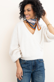 Little Soho :  Shawl with paisley print Carre | blue - img4