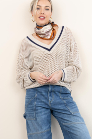 Little Soho :  Shawl with paisley print Carre | blue - img7