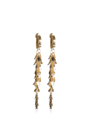 Little Soho |  Long earrings String Leaves | gold | Picture 1