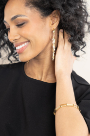 Little Soho |  Long earrings String Leaves | gold | Picture 6