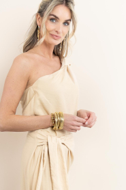 Little Soho |  Long earrings String Leaves | gold | Picture 2