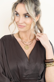 Little Soho |  Chain necklace with pendant Coin | gold | Picture 8