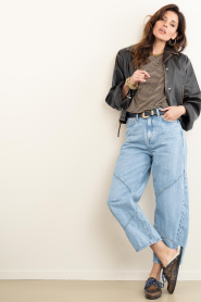 Posa |  Leather loafers with fur Mule | dark brown | Picture 3