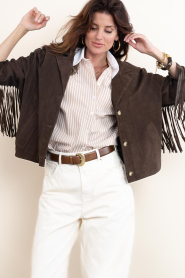 Alter Ego :  Suéde jacket with fringes Billie | dark brown - img5