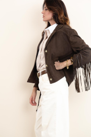 Alter Ego :  Suéde jacket with fringes Billie | dark brown - img8