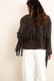 Alter Ego :  Suéde jacket with fringes Billie | dark brown - img9