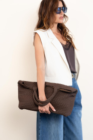 BOW19 :  Braided faux suede bag Mia Square | brown - img2
