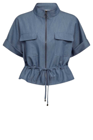 Co'Couture |  Cropped jacket with drawstring Elly | blue | Picture 1