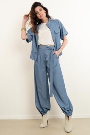 Co'Couture |  Cropped jacket with drawstring Elly | blue | Picture 3