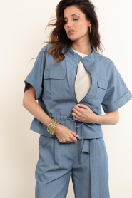 Co'Couture |  Cropped jacket with drawstring Elly | blue | Picture 2