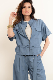 Co'Couture |  Cropped jacket with drawstring Elly | blue | Picture 4