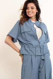 Co'Couture |  Cropped jacket with drawstring Elly | blue | Picture 5