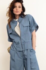 Co'Couture |  Cropped jacket with drawstring Elly | blue | Picture 6