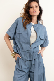 Co'Couture |  Cropped jacket with drawstring Elly | blue | Picture 7