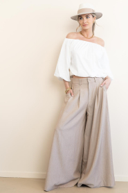 Co'Couture |  Ultra wide leg pantalon Marlo | taupe  | Picture 2