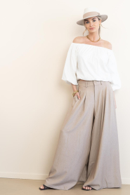 Co'Couture |  Ultra wide leg pantalon Marlo | taupe  | Picture 3