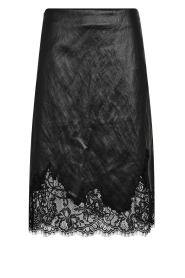 Co'Couture |  Faux leather mini skirt with lace Gitt | black | Picture 1
