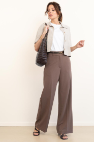 Co'Couture |  Trousers with pleats Falcon | taupe | Picture 2