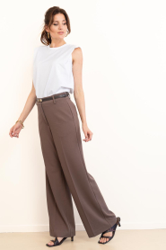Co'Couture |  Trousers with pleats Falcon | taupe | Picture 3