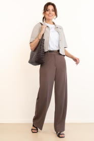 Co'Couture |  Trousers with pleats Falcon | taupe | Picture 4