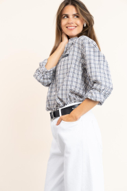 Haute L'Amitié |  Checkered blouse Button | beige | Picture 5
