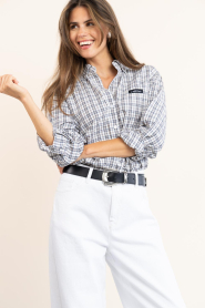 Haute L'Amitié |  Checkered blouse Button | beige | Picture 6
