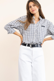 Haute L'Amitié |  Checkered blouse Button | beige | Picture 2