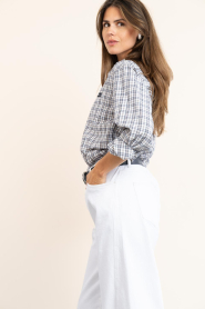 Haute L'Amitié |  Checkered blouse Button | beige | Picture 7
