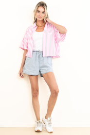 American Vintage |  Cropped striped blouse Vextown | pink | Picture 3