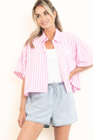 American Vintage |  Cropped striped blouse Vextown | pink | Picture 4