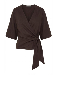 Club L'avenir |  Jersey top with tie Marisol | dark brown