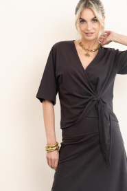 Club L'avenir |  Jersey top with tie Marisol | dark brown | Picture 2