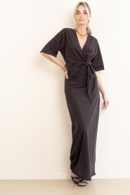 Club L'avenir |  Jersey top with tie Marisol | dark brown | Picture 3