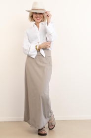 Club L'avenir :  Jersey maxi skirt Manu | taupe - img5