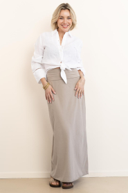 Club L'avenir :  Jersey maxi skirt Manu | taupe - img6