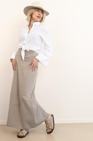 Club L'avenir :  Jersey maxi skirt Manu | taupe - img4