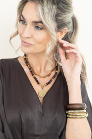 Little Soho |  Necklace with beads and coin Lola | brown | Picture 5