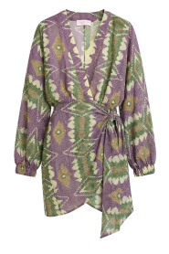 The Belle of the Beach |  Cotton mini dress with print Suzie | green