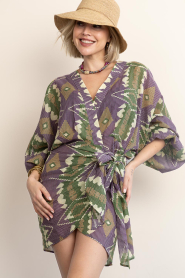 The Belle of the Beach |  Cotton mini dress with print Suzie | green | Picture 4