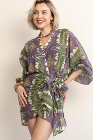 The Belle of the Beach |  Cotton mini dress with print Suzie | green | Picture 5