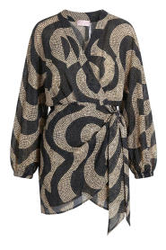 The Belle of the Beach | Katoenen mini-jurk met print Suzie | zwart wit 