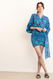 The Belle of the Beach |  Cotton mini dress with print Suzie | green | Picture 3