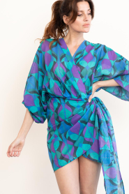 The Belle of the Beach |  Cotton mini dress with print Suzie | green | Picture 4